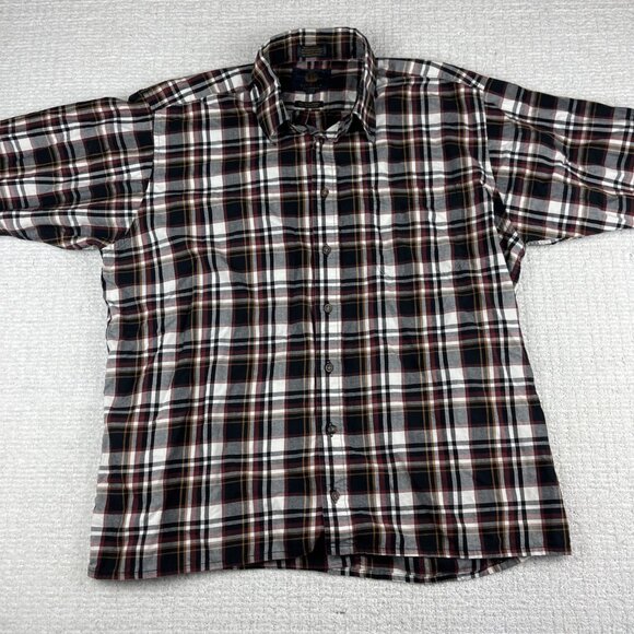 Viyella Shirt Men XL Red & Black Plaid Wool Blend Lumberjack Flannel Made Canada - Picture 8 of 16